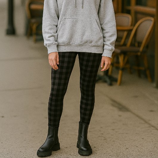 Leggings Mode carreau buffle gris noir