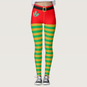 Leggings Mode elfe de Noël Légendes rayées (Devant)