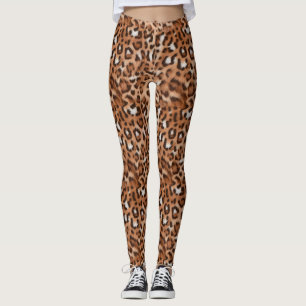 Leggings Mode, Féroce, Brun, Blanc & Léopard Noir