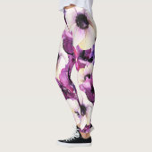 Leggings Mode Florale Aquarelle Violet Gras (Gauche)