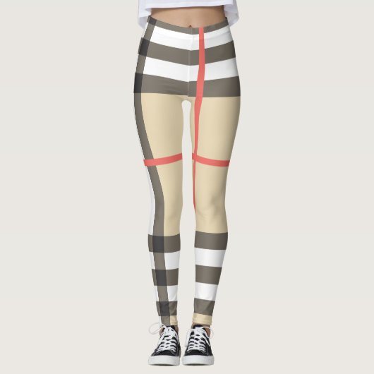 Leggings Mode géométrique écossaise motif (Devant)