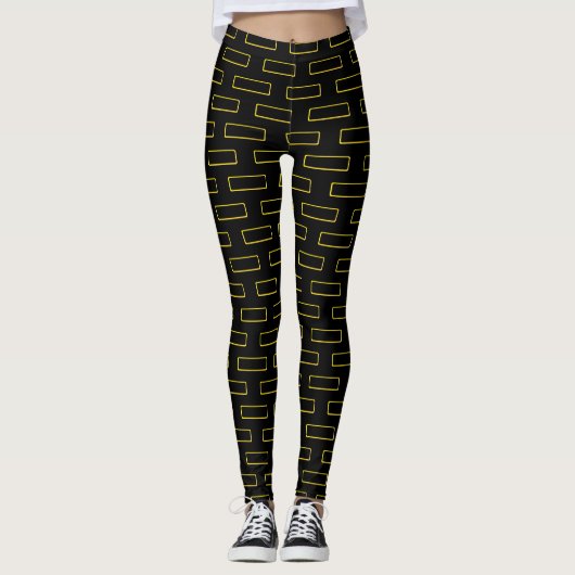 Leggings Mode Motif Rectangle jaune (Devant)
