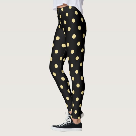 Leggings Mode Motif Retro Chic Black Gold Pois (Gauche)