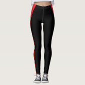 Leggings Mode Noir avec Rayures Rouges et Blanches (Devant)