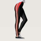 Leggings Mode Noir avec Rayures Rouges et Blanches (Droite)