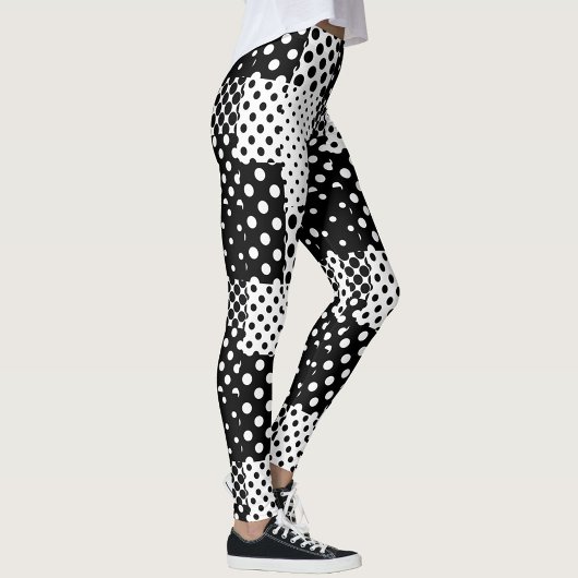 Leggings Mode Noir Blanc à pois Style Design