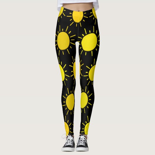 Leggings Mode Soleil Jaune Heureux (Devant)