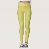 Leggings Modèle Abstrait or vert floral (Devant)