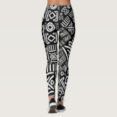 Leggings Modèle africain ethnique #6 noir et blanc (Dos)