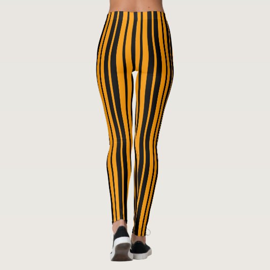 Leggings Modèle de bande verticale orange noir (Dos)
