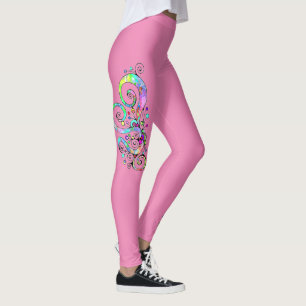 Leggings Modèle de cœur en spirale peint à la main 1