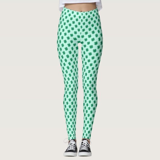 Leggings Modèle de feuille de trèfle de la Saint-Patrick (Devant)