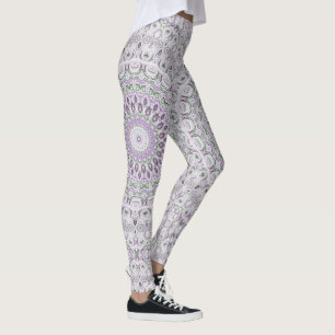 Leggings Modèle de mandala lavande et vert