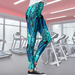 Leggings Modèle de plume Macaw en bleu, abstrait<br><div class="desc">Plumes pour VOUS ! D'après ma photo d'origine,  j'ai créé ce design de plume cool. Pour tous les amateurs d'oiseaux et tous ceux qui l'aiment BLUE :) Parfait pour votre entraînement! !</div>