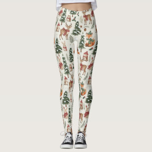 Leggings Modèle de renard de cerf de lapin de bois de Noël