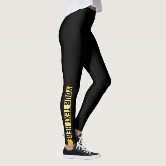 Leggings Modèle de texte personnalisé Noir et Or Ajouter un (Droite)