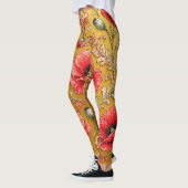 Leggings Modèle fleur de pavot doré (Gauche)