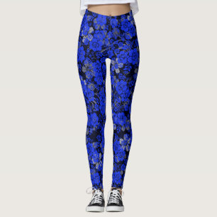 Leggings Modèle floral 15.blue.bx4 Black BG