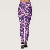 Leggings Modèle Floral Abstrait Chic Violet Et Rose Blanc (Dos)