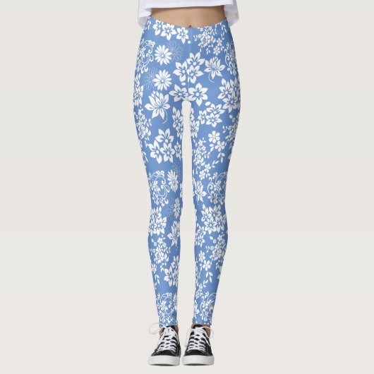 Leggings Modèle floral.b L Bleu BG (Devant)