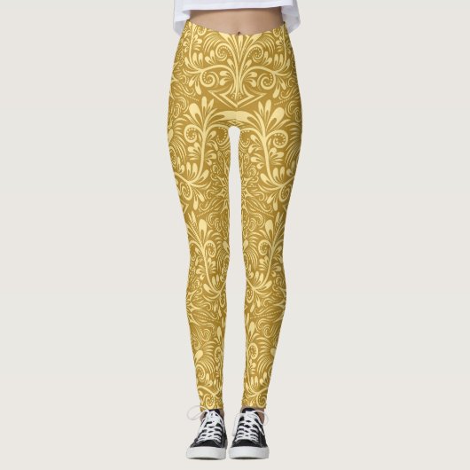 Leggings Modèle Floral Baroque Damas d'or (Devant)