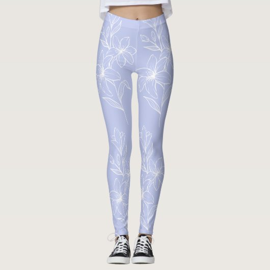Leggings Modèle floral bleu (Devant)