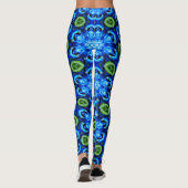 Leggings Modèle Floral bleu Abstrait (Dos)
