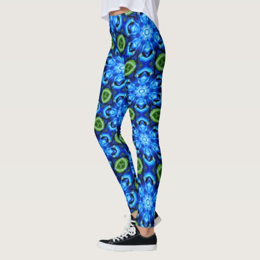 Leggings Modèle Floral bleu Abstrait (Gauche)