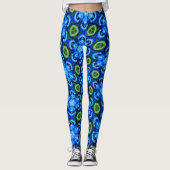Leggings Modèle Floral bleu Abstrait (Devant)