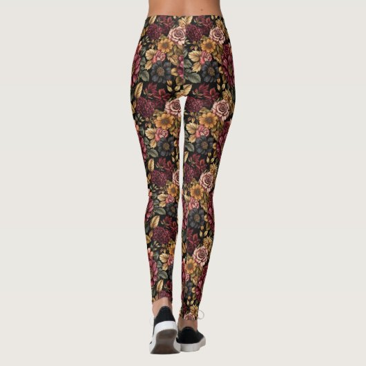 Leggings Modèle floral Bourgogne (Dos)