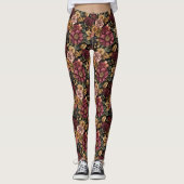Leggings Modèle floral Bourgogne (Devant)