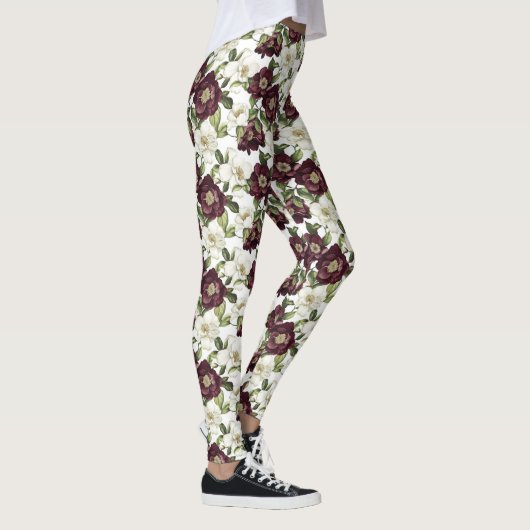 Leggings Modèle floral Bourgogne (Droite)