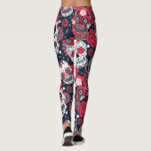 Leggings Modèle floral crâne rouge (Dos)