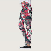 Leggings Modèle floral crâne rouge (Gauche)