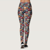 Leggings Modèle floral crâne rouge (Dos)