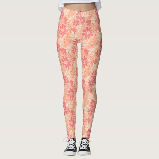 Leggings Modèle floral dans les teintes pêche à la mode (Devant)