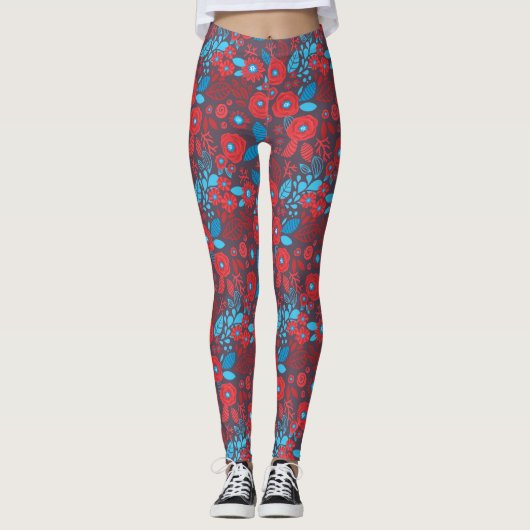 Leggings Modèle floral de Doodle (Devant)