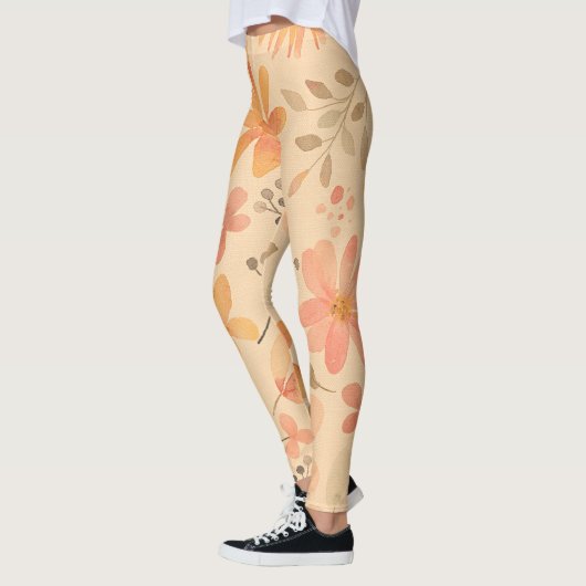 Leggings Modèle floral doré rose (Gauche)