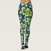 Leggings Modèle Floral Étoiles Vertes (Dos)
