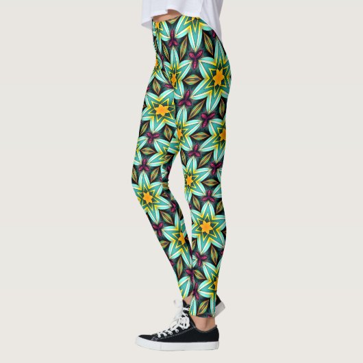 Leggings Modèle Floral Étoiles Vertes (Gauche)