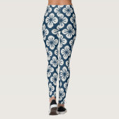 Leggings Modèle floral japonais Kimono Indigo Blue (Dos)