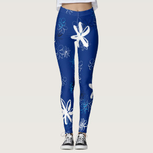 Leggings Modèle floral moderne bleu marine