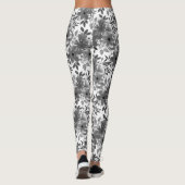 Leggings Modèle floral monochromatique blanc et gris (Dos)