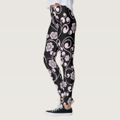Leggings Modèle floral noir et rose pour les femmes (Gauche)