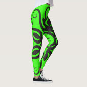 Leggings Modèle floral noir sur l'entraînement féminin vert (Droite)