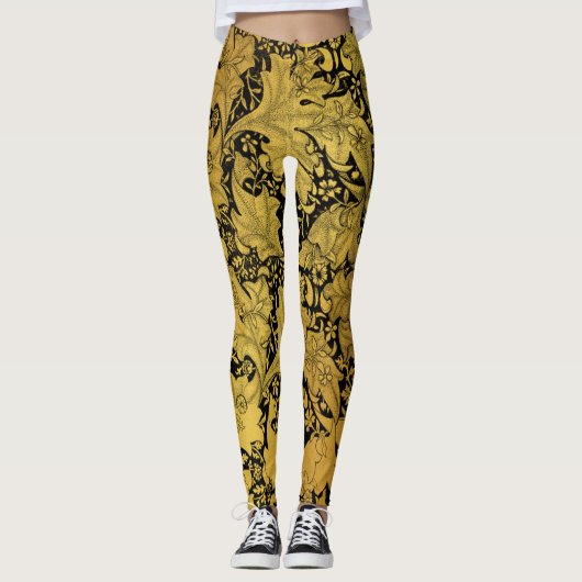 Leggings Modèle Floral Or Fleur orientale (Devant)