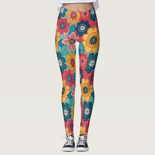 Leggings Modèle floral rétro (Devant)