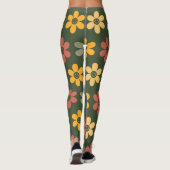 Leggings Modèle floral rétro sur un arrière - plan vert (Dos)