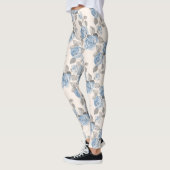 Leggings Modèle floral. rose bleu vintage (Gauche)