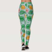 Leggings Modèle floral rose et vert jaune exotique (Dos)
